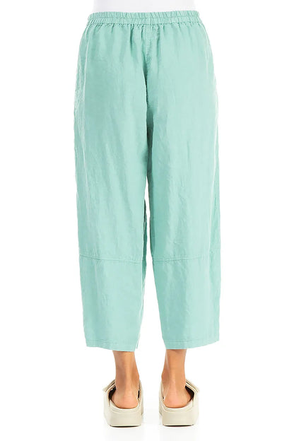 Straight Mint Linen Trousers 2