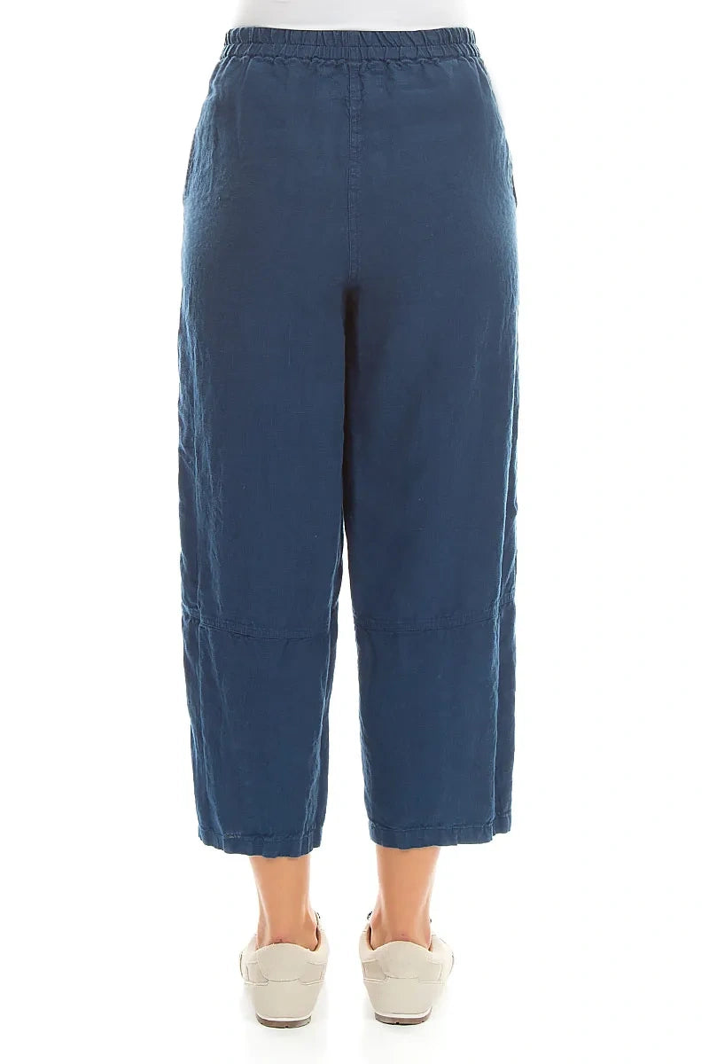 Straight Navy Linen Trousers 2