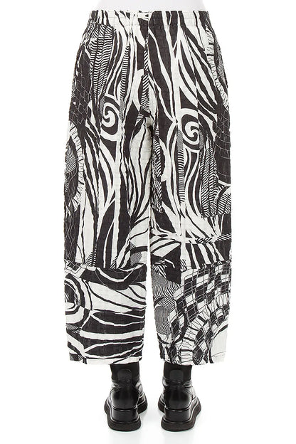Straight Orbit Checkered Linen Cotton Trousers