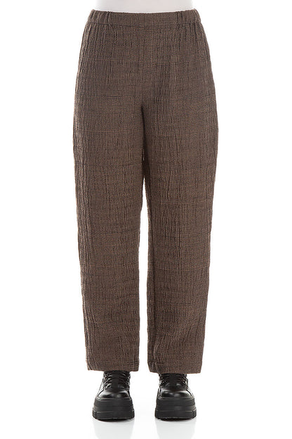 Straight Patterned Brown Wool Trousers 1