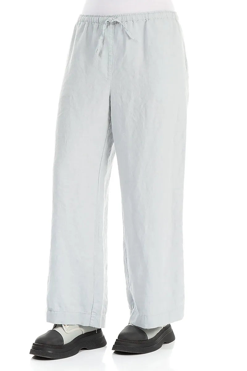 Pantalon droit en lin gris argenté