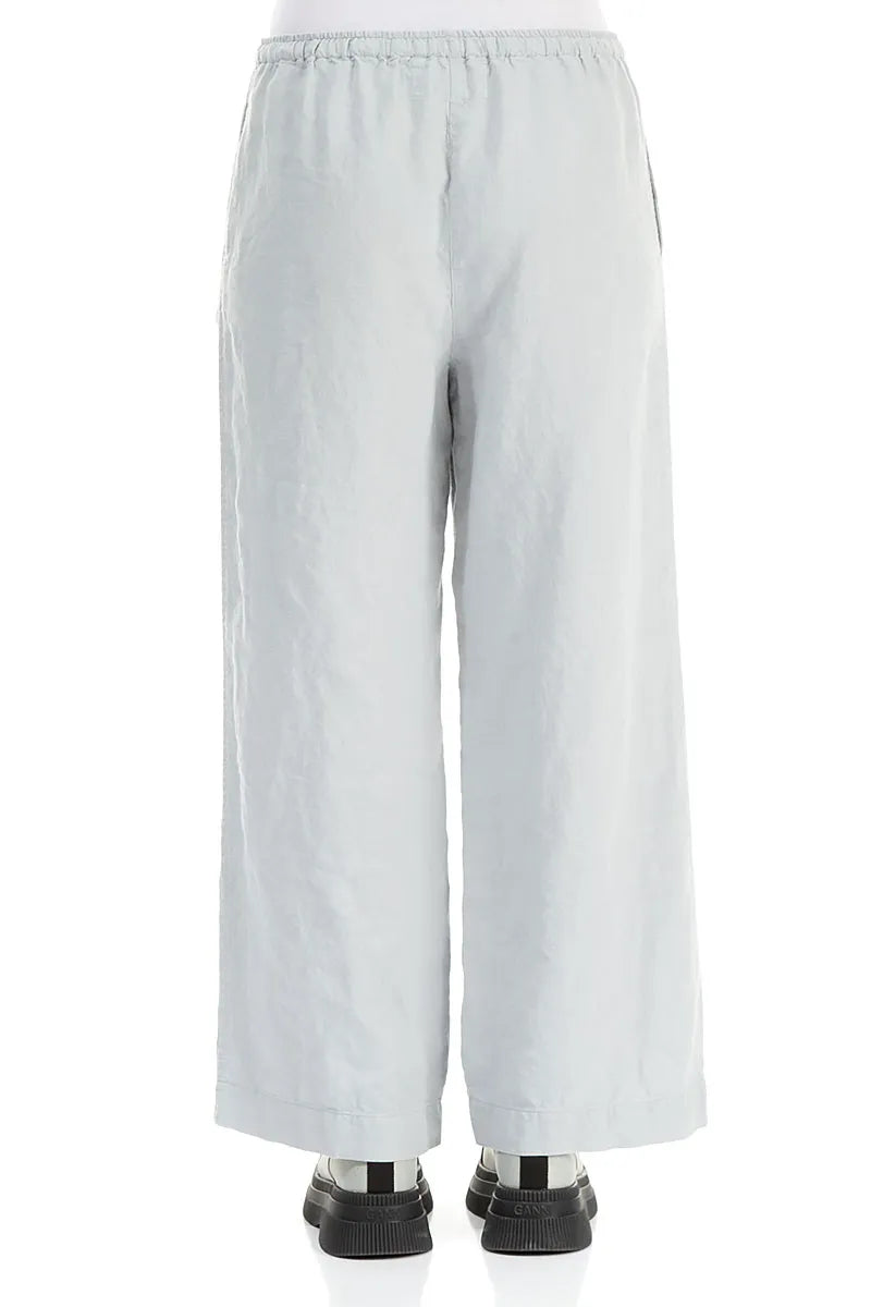 Straight Tie Up Silver Grey Linen Trousers 2