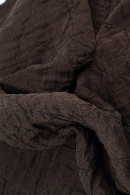 Straight Truffle Brown Pleated Silk Linen Trousers 5
