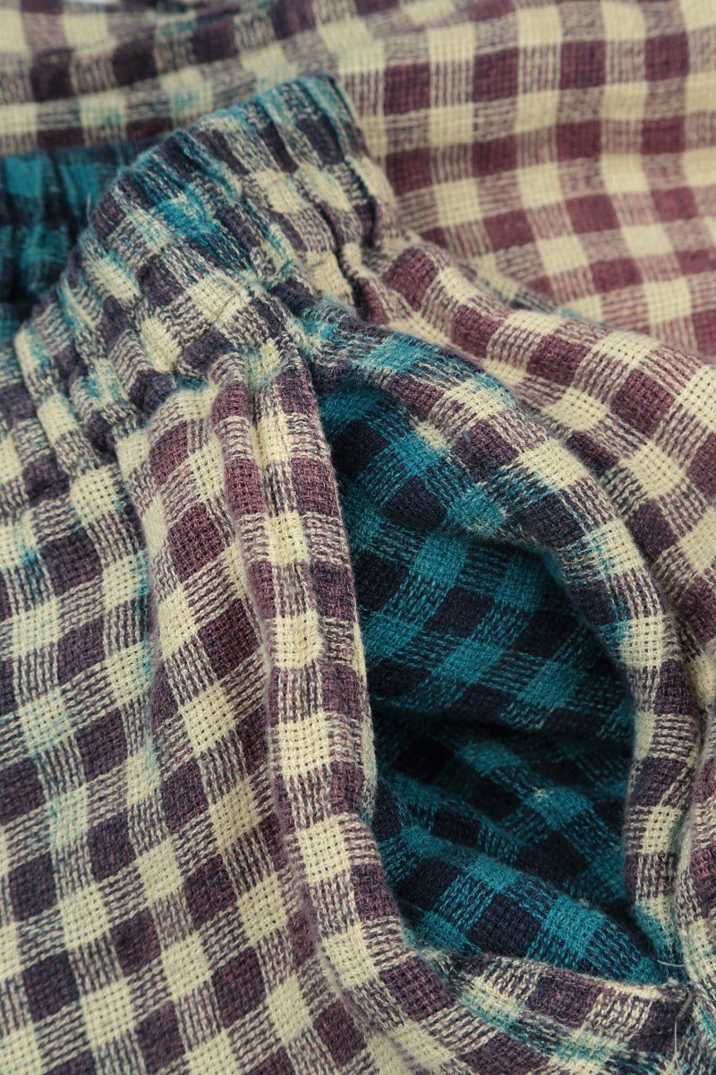 Gerade geschnittene Leinenhose mit Vintage-Karo