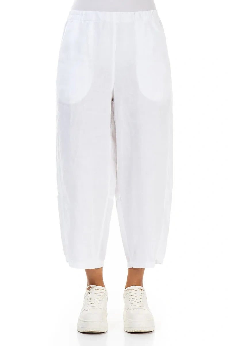 Straight White Linen Trousers 1