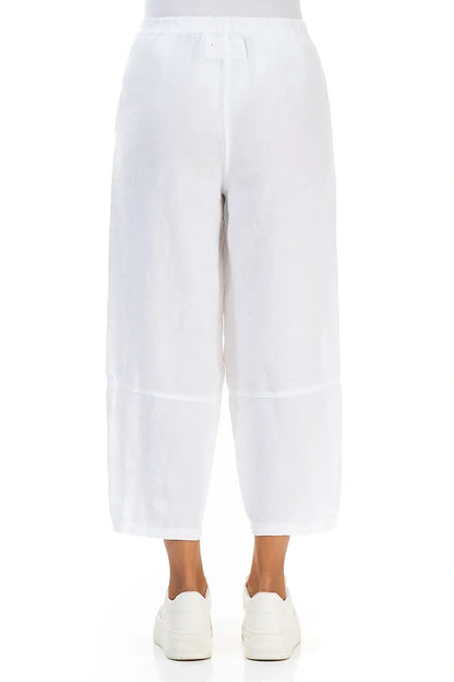Straight White Linen Trousers 2