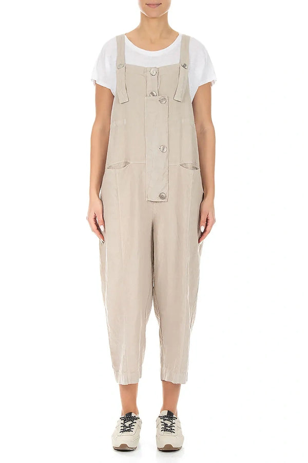 Strappy Beige Linen Jumpsuit 1