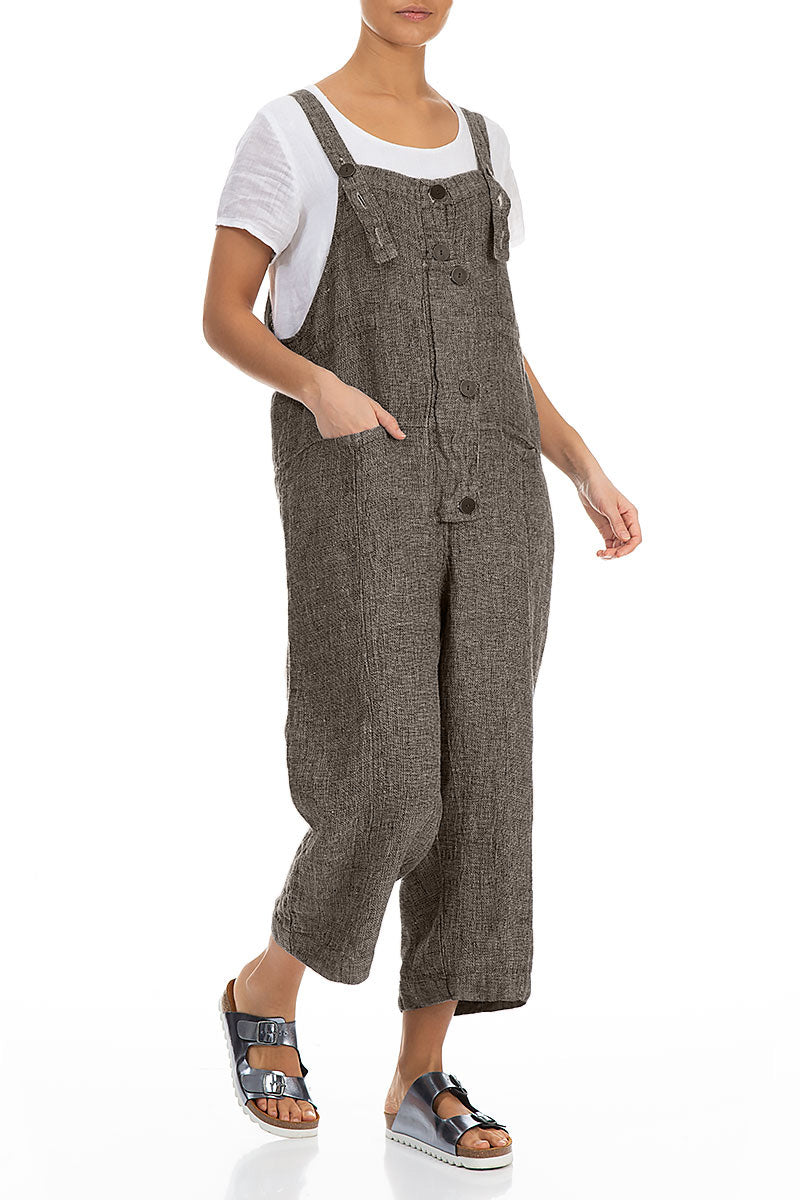 Strappy Beige Mélange Linen Jumpsuit 4