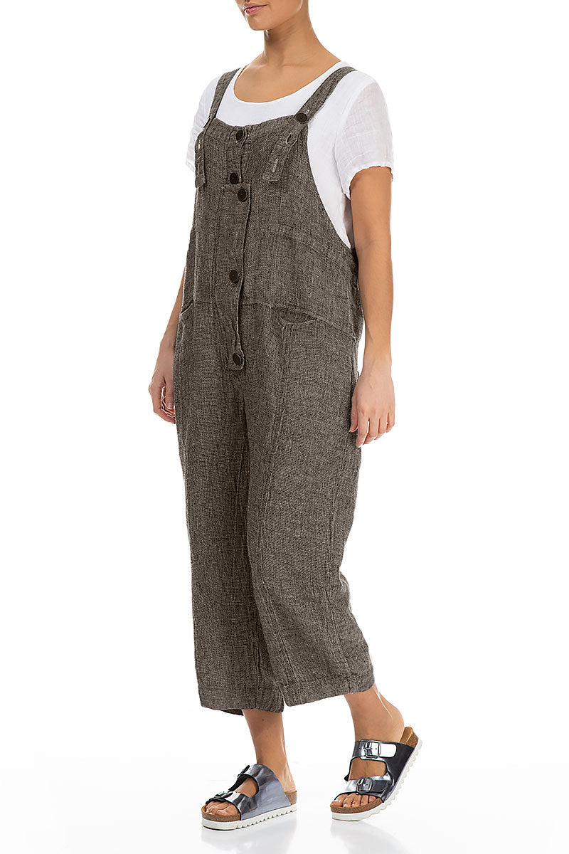 Strappy Beige Mélange Linen Jumpsuit 3