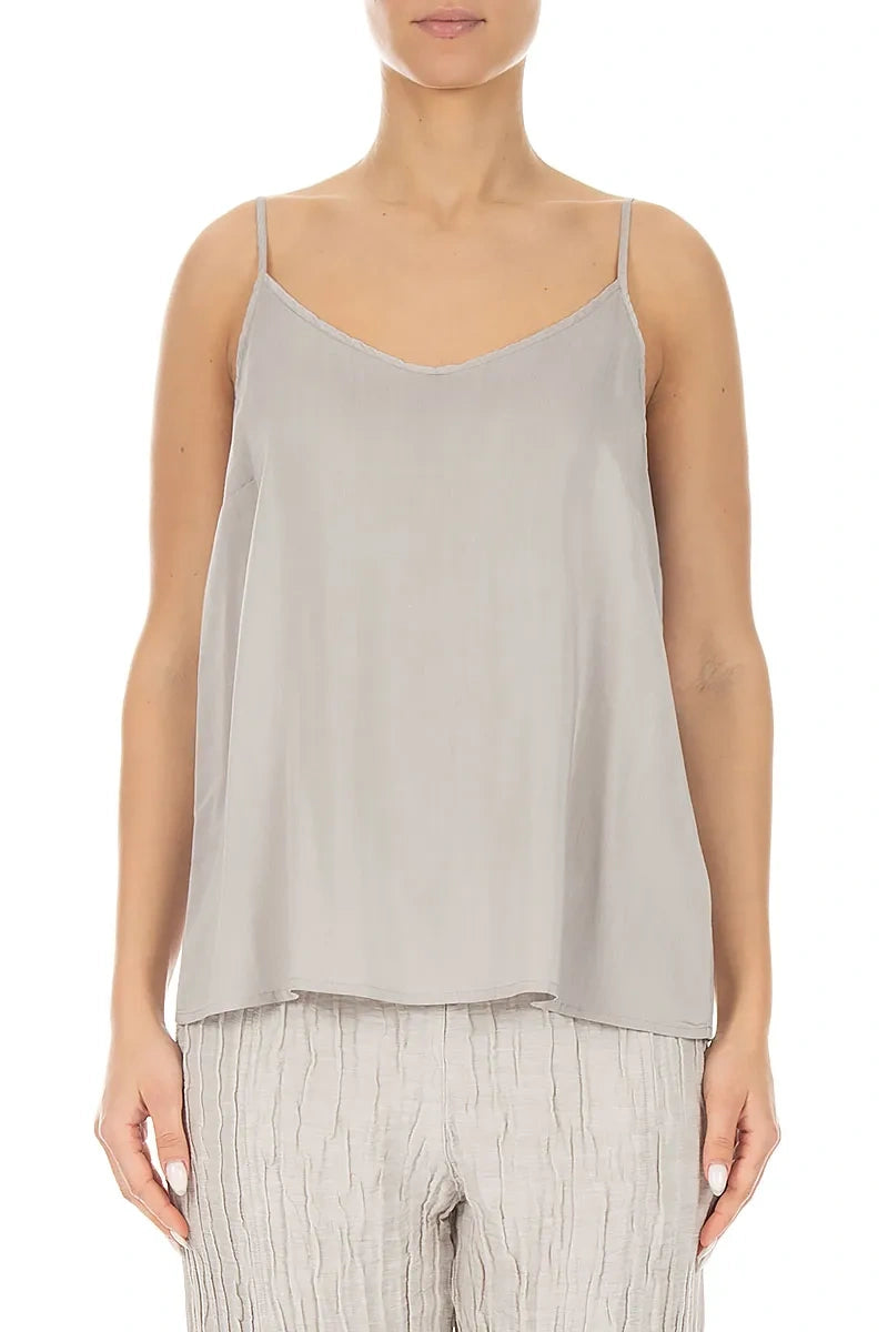Strappy Beige Silk Bamboo Camisole Top 1