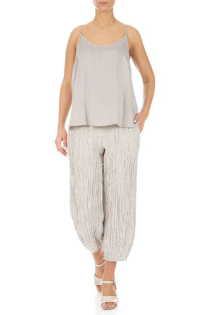 Strappy Beige Silk Bamboo Camisole Top 4