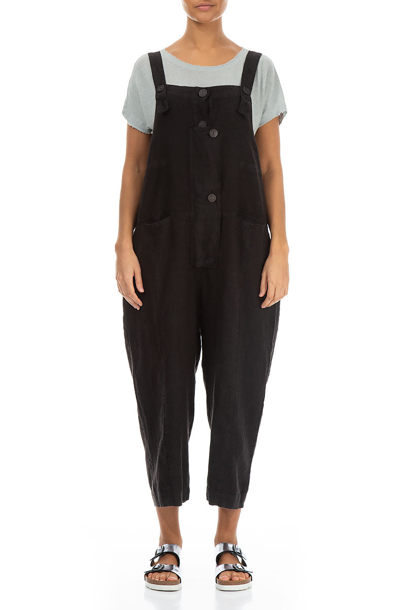 Strappy Black Linen Jumpsuit 1