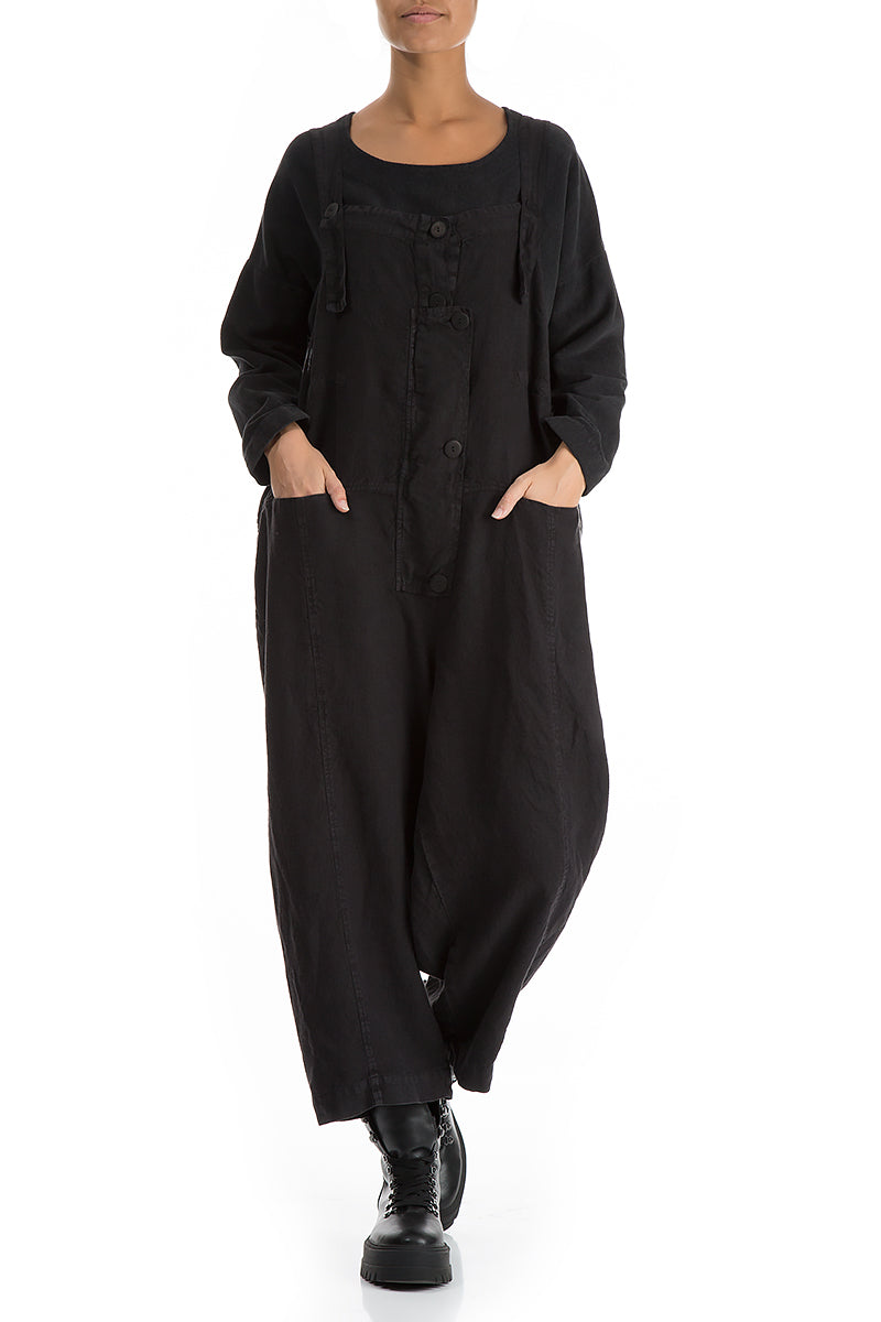 Strappy Black Linen Jumpsuit 4