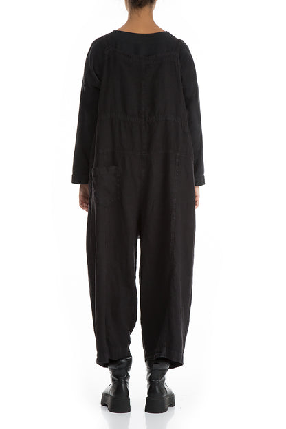 Strappy Black Linen Jumpsuit 2