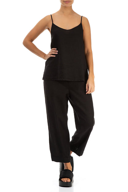 Strappy Black Linen Top 4