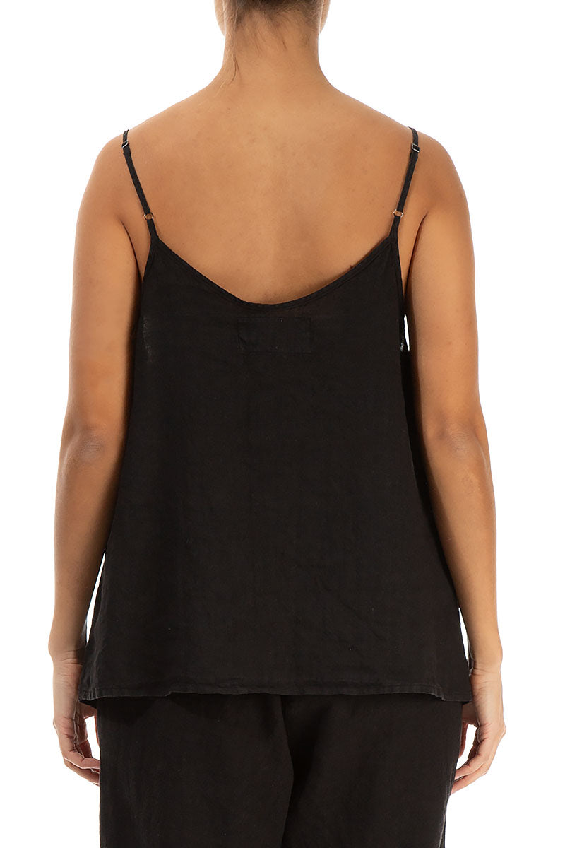 Strappy Black Linen Top 2