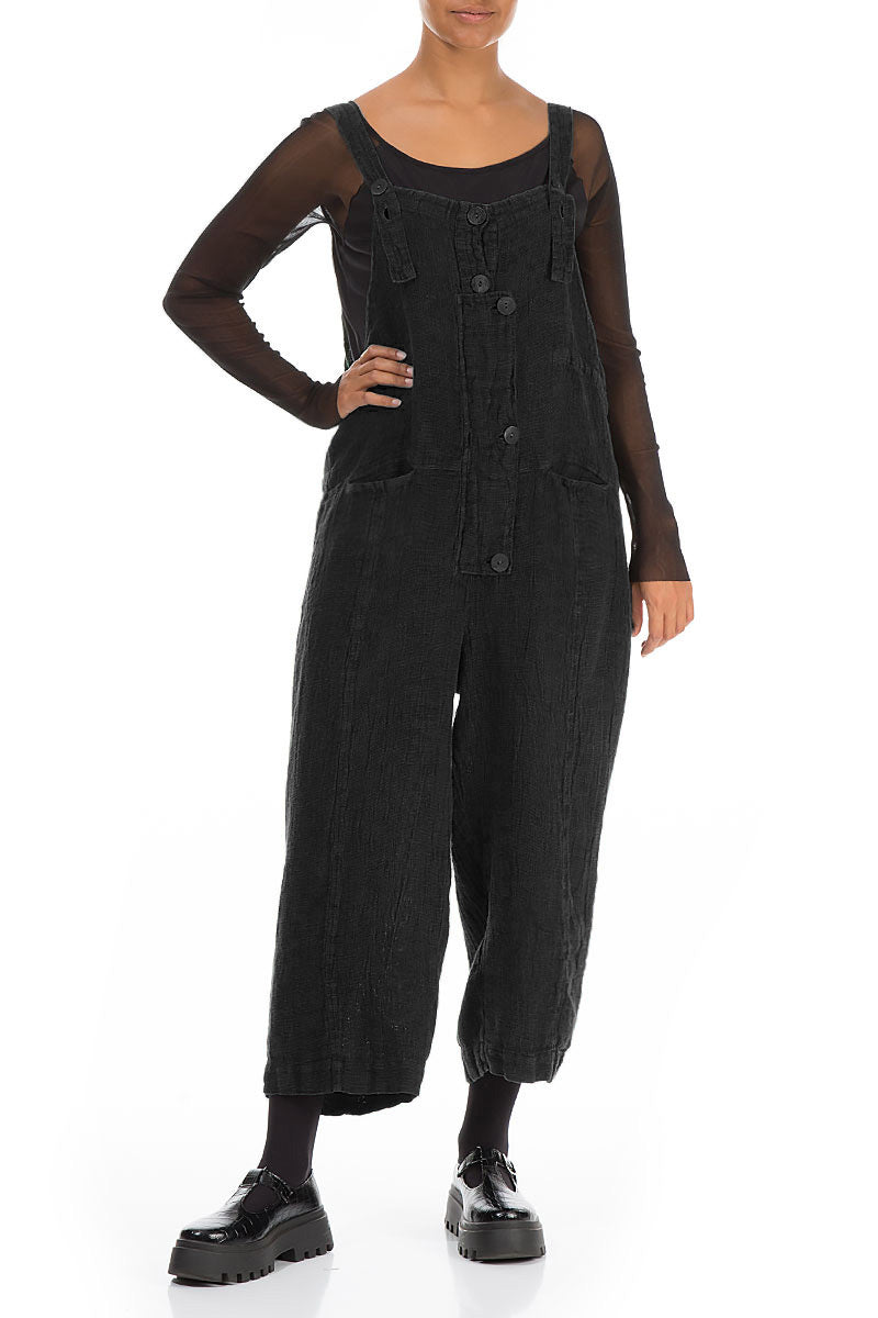 Strappy Black Mélange Linen Jumpsuit 4