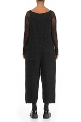 Strappy Black Mélange Linen Jumpsuit 2