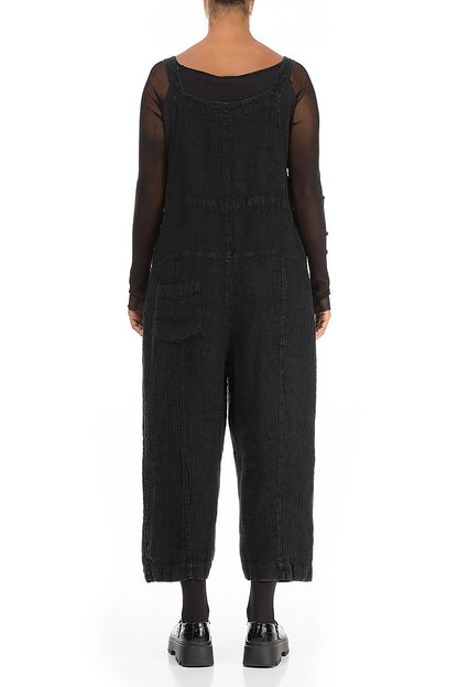 Strappy Black Mélange Linen Jumpsuit 2