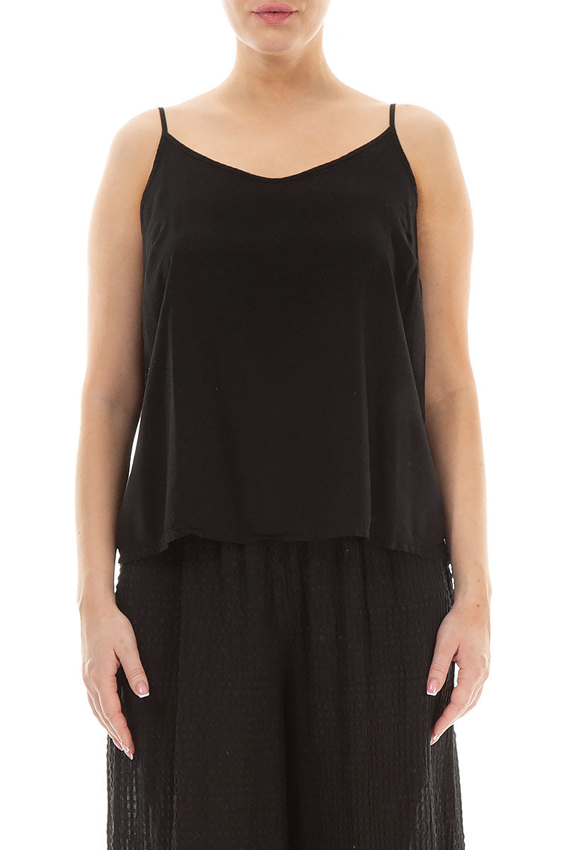 Strappy Black Silk Bamboo Top 1