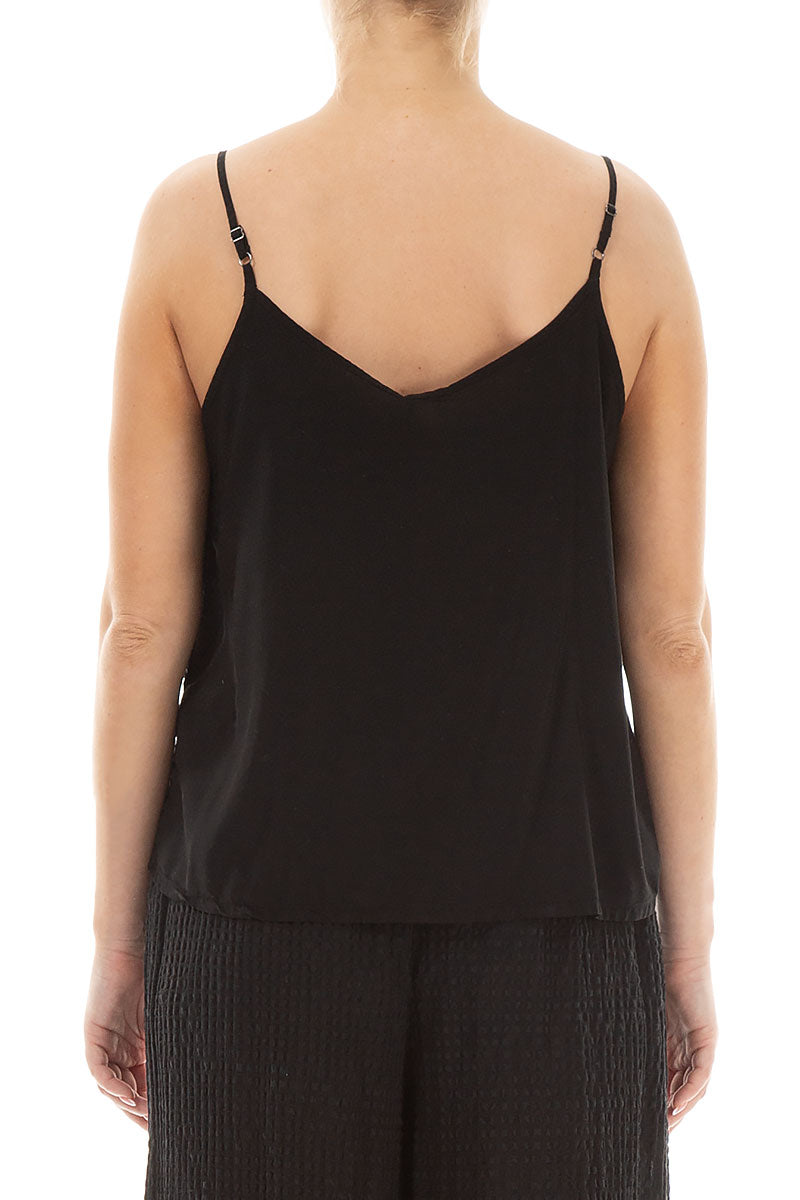 Strappy Black Silk Bamboo Top 2