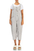 Strappy Crinkled Cream Silk Linen Dungaree Jumpsuit 1
