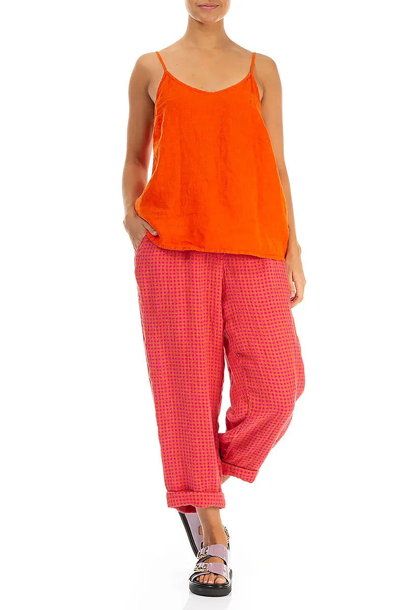 Strappy Flame Orange Linen Camisole Top 4
