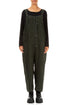 Strappy Forest Mist Check Linen Jumpsuit 1