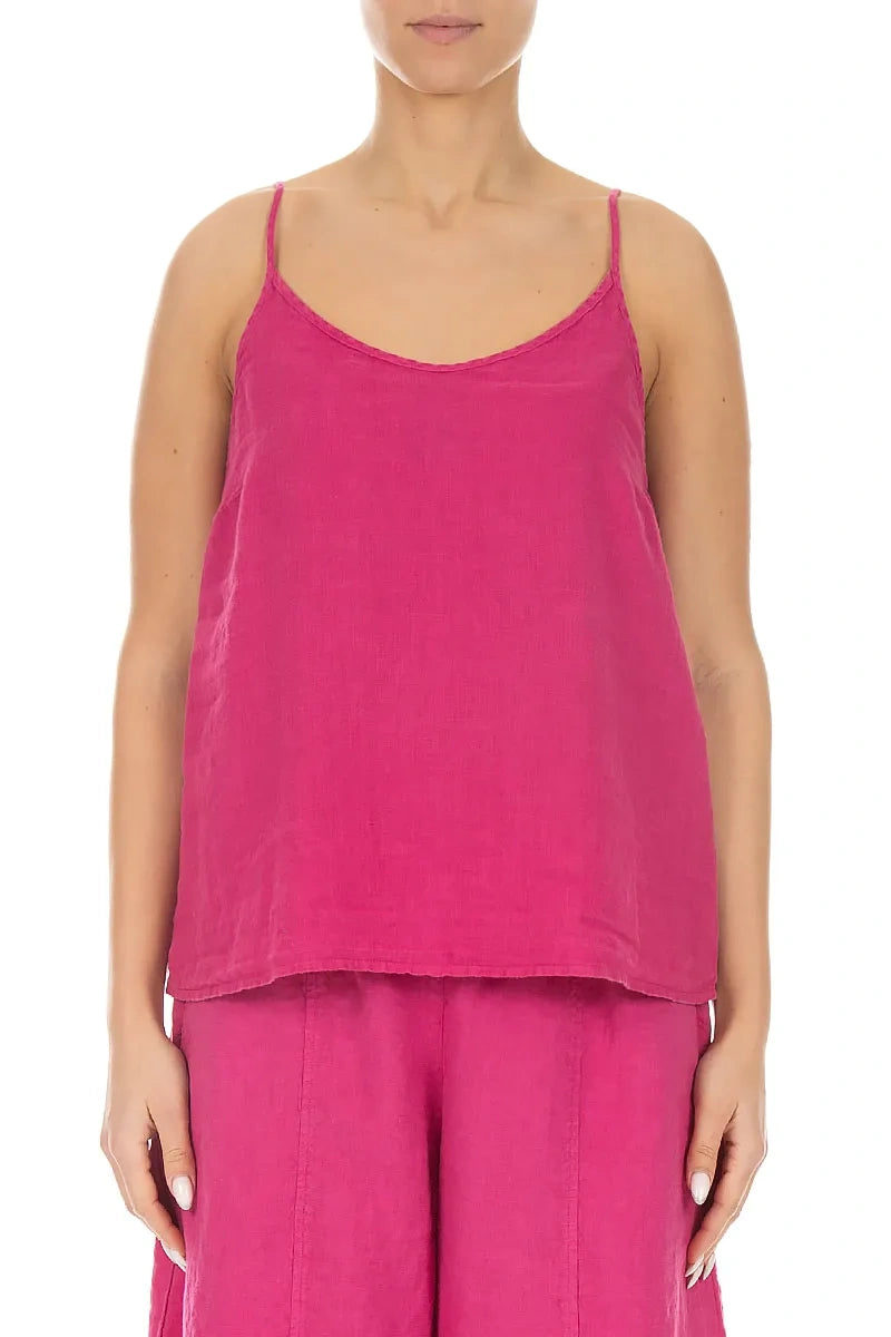 Strappy Fuchsia Linen Camisole Top 1