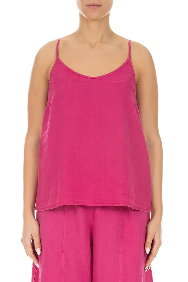 Strappy Fuchsia Linen Camisole Top 1