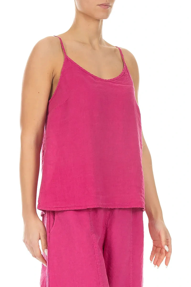 Strappy Fuchsia Linen Camisole Top 3