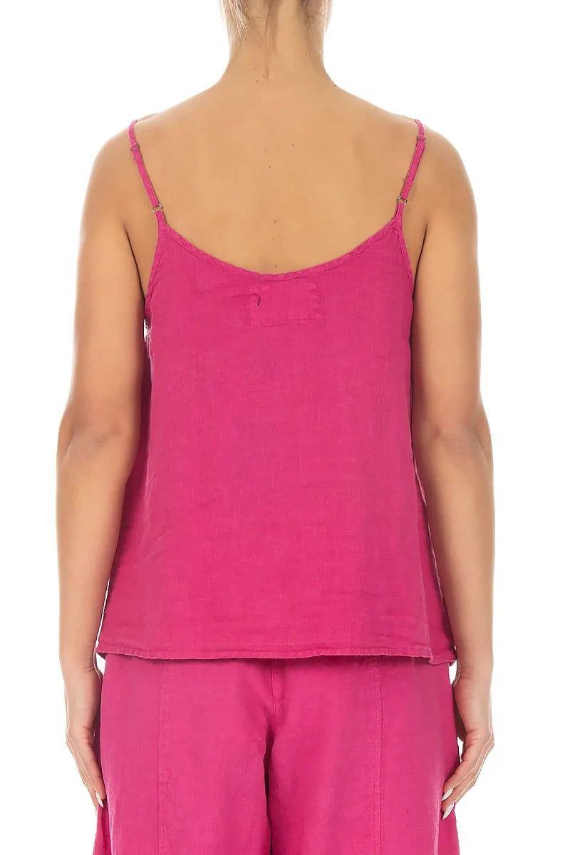 Strappy Fuchsia Linen Camisole Top 2