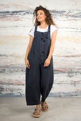Strappy Graphite Linen Dungaree Jumpsuit 7