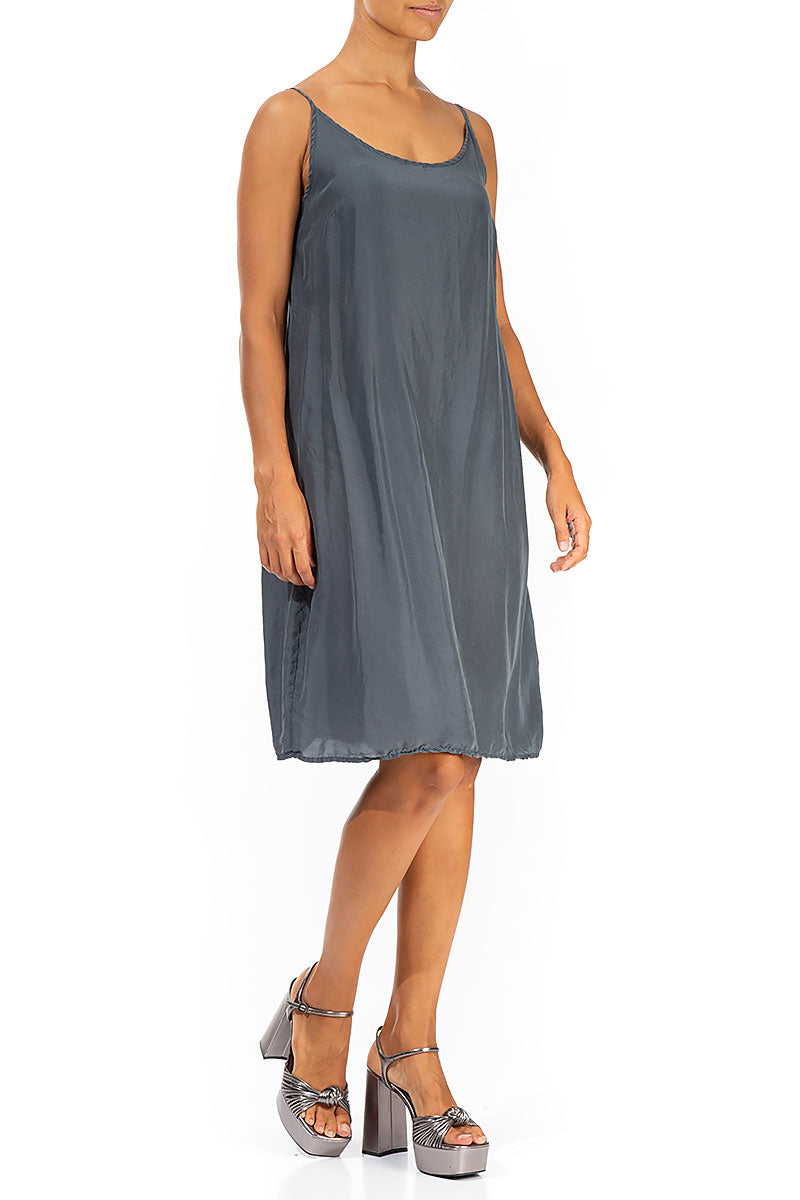 Strappy Graphite Pure Silk Dress 3