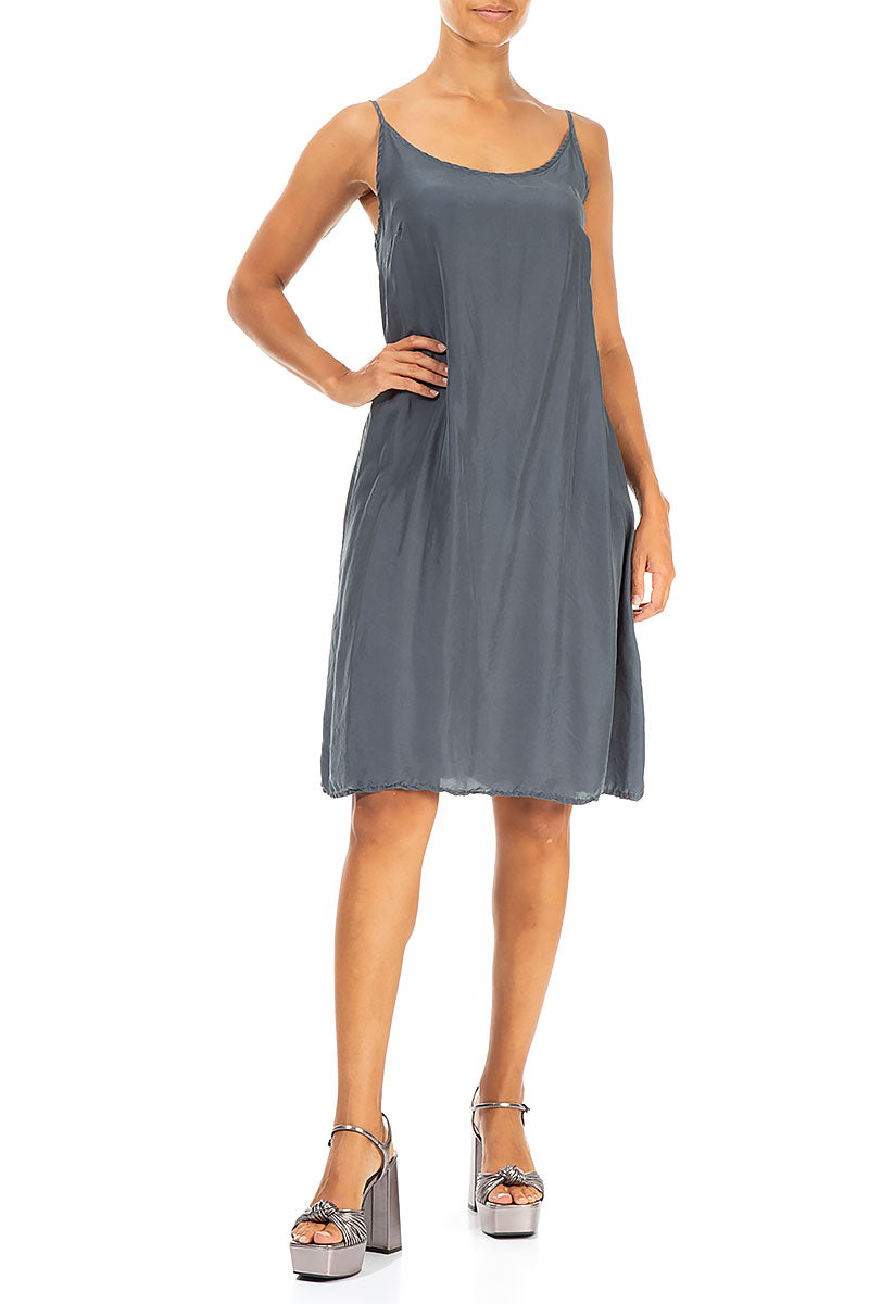 Strappy Graphite Pure Silk Dress 4