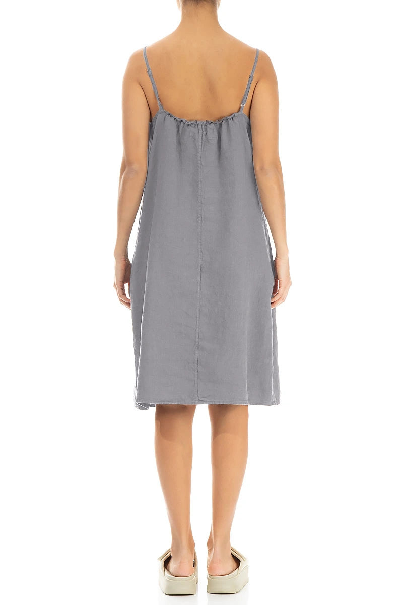 Strappy Light Grey Linen Dress 2