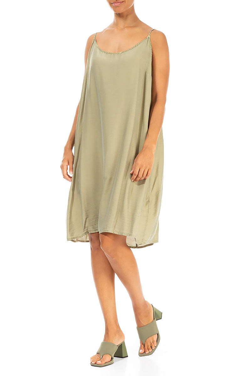 Strappy Light Khaki Silk Bamboo Dress 3