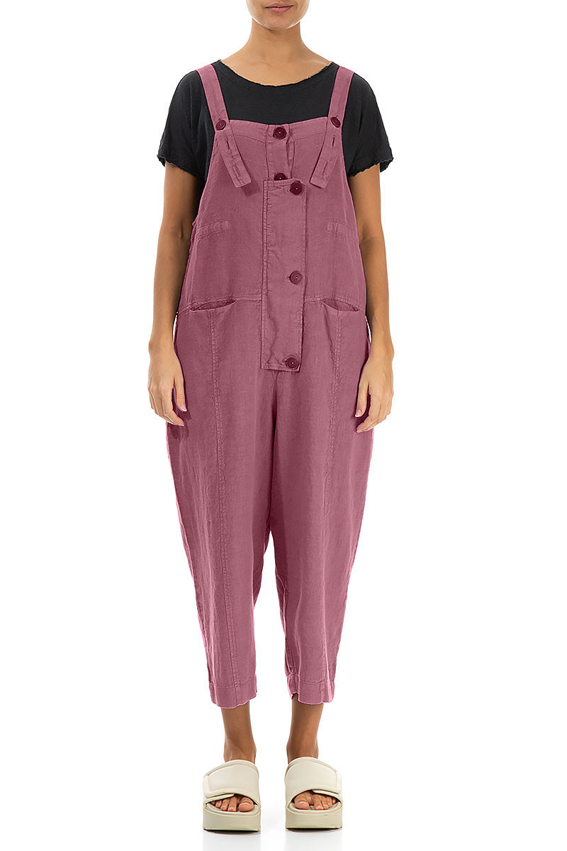 Strappy Mauve Taupe Linen Jumpsuit 1