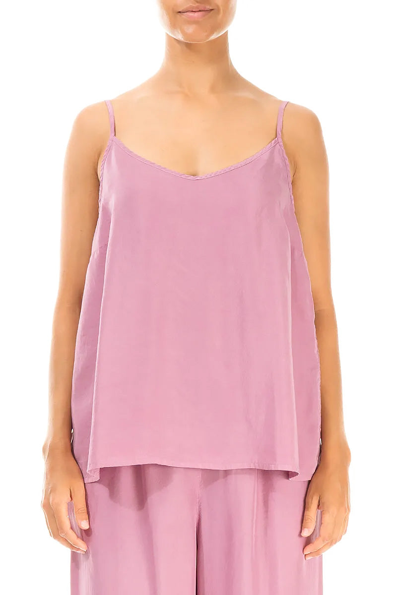 Strappy Mauve Taupe Silk Top 1