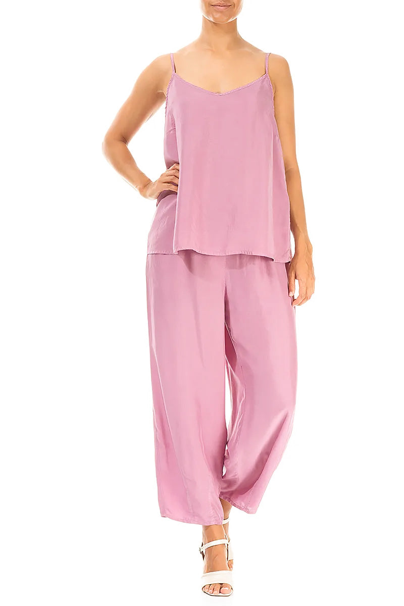 Strappy Mauve Taupe Silk Top 4