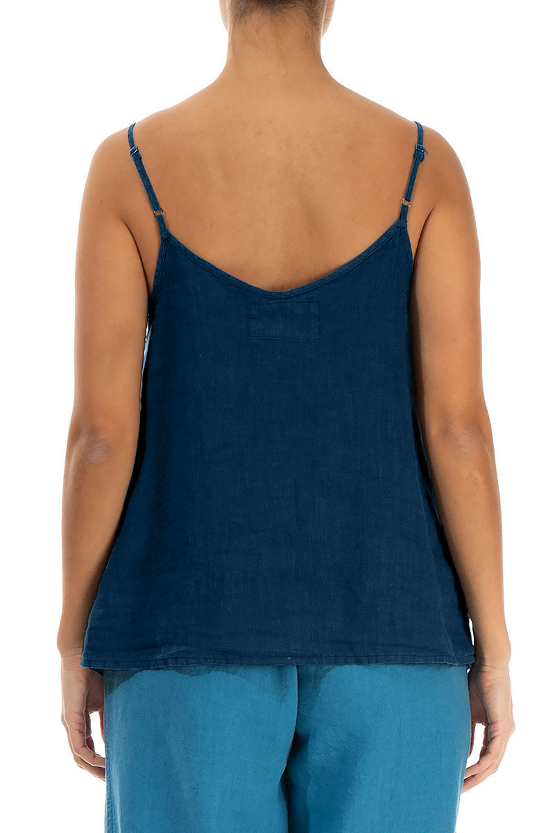 Strappy Navy Linen Camisole Top 2