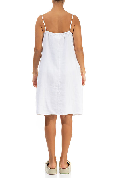 Strappy Pure White Linen Dress 2