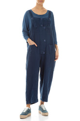 Strappy Royal Blue Linen Jumpsuit 4