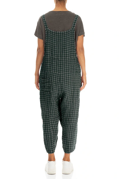 Strappy Sage Check Linen Jumpsuit 2