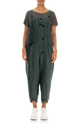 Strappy Sage Check Linen Jumpsuit 1