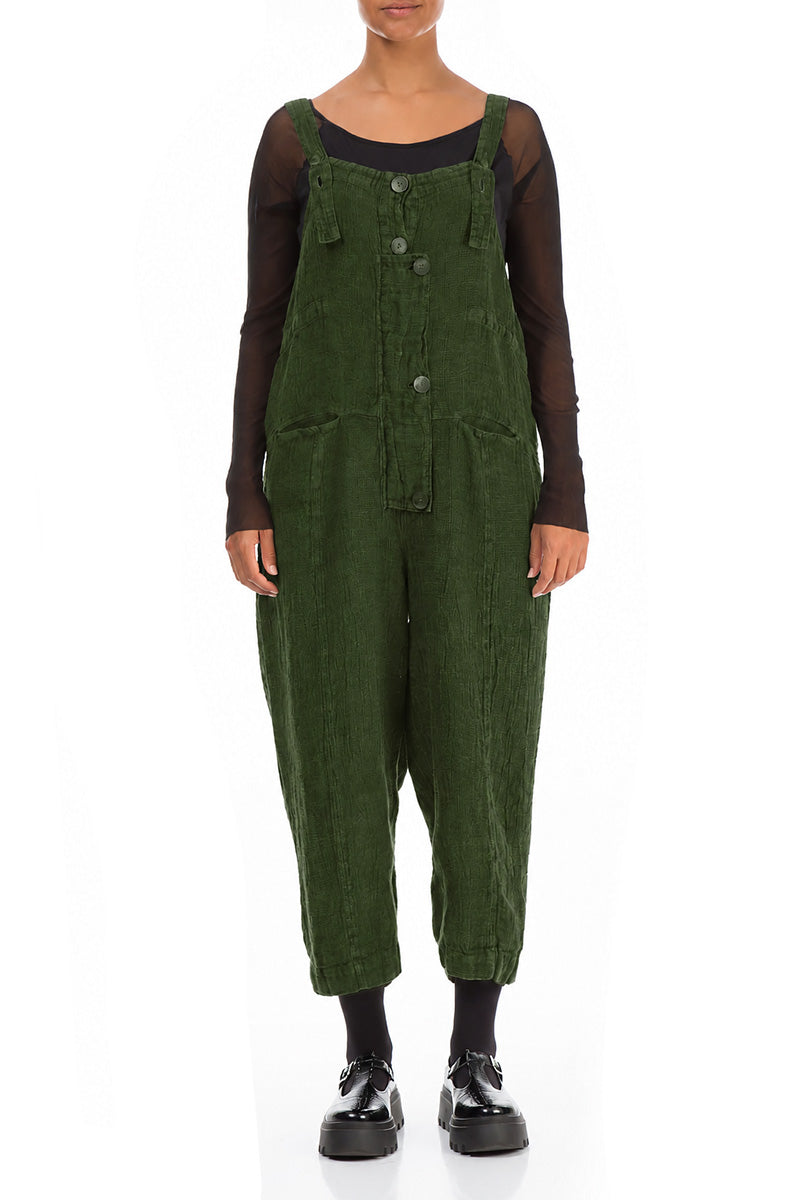Strappy Shamrock Green Mélange Linen Jumpsuit