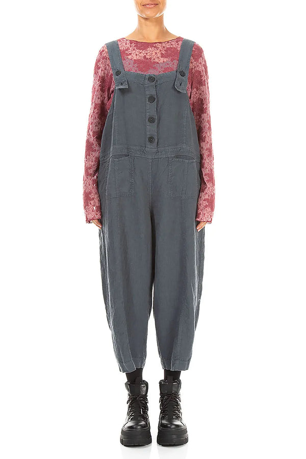 Strappy Slate Linen Jumpsuit