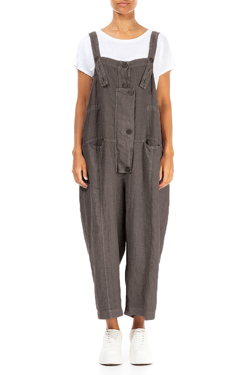 Strappy Truffle Off-Dye Linen Jumpsuit 1