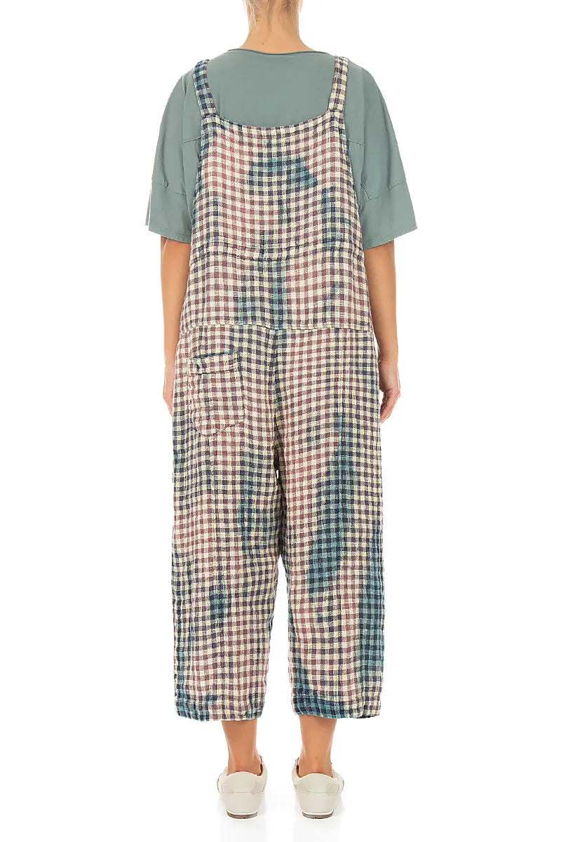 Strappy Vintage Check Linen Jumpsuit