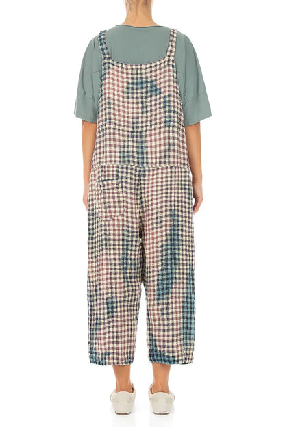 Strappy Vintage Check Linen Jumpsuit